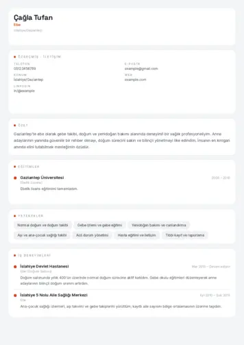 Ebe Cv Örnekleri cv indir